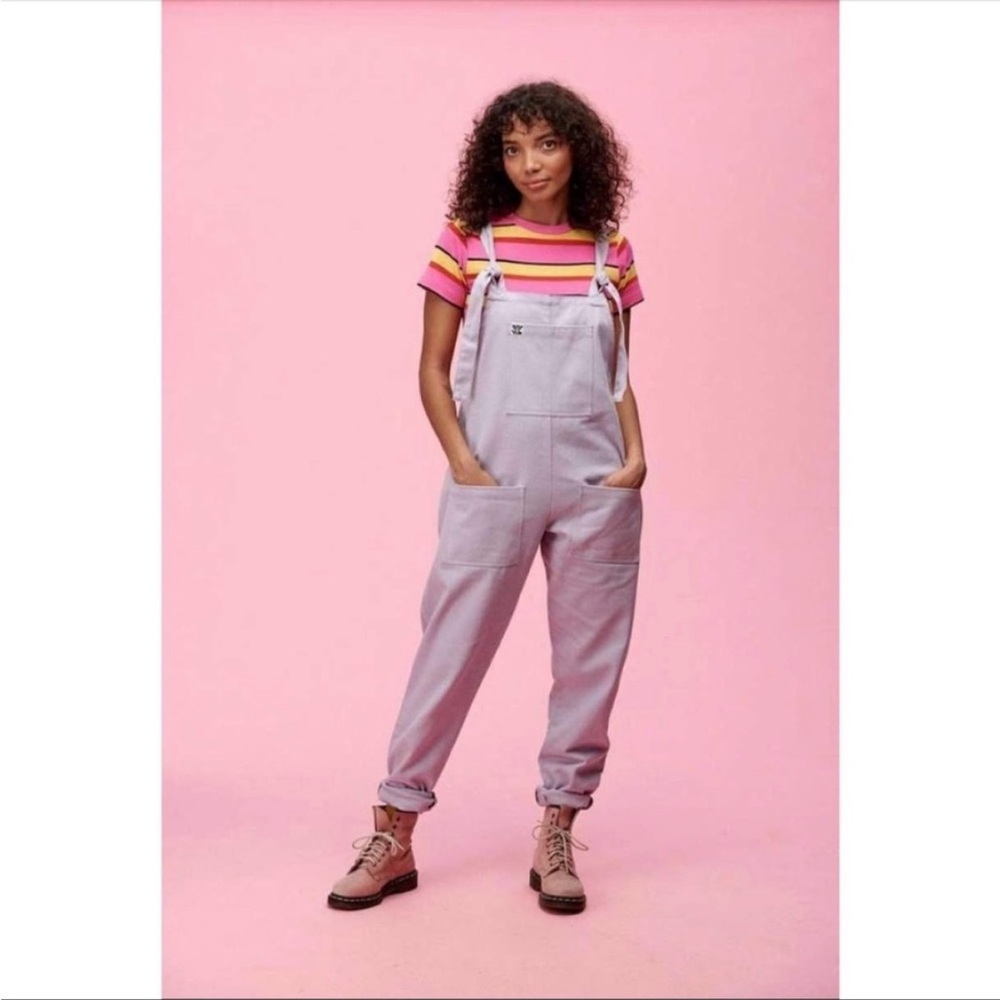 Lucy & Yak heavy twill overalls dungarees in iris 2R